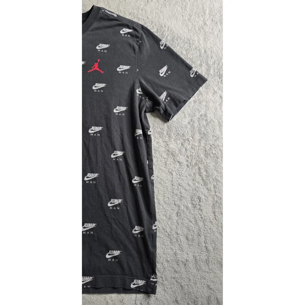 Jordan Jumpman T-Shirt Mens Large Black AOP Nike Swoosh Short Sleeve Crewneck